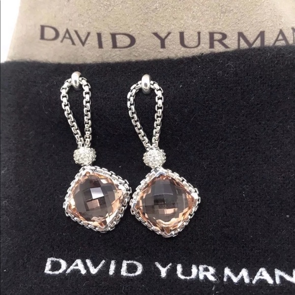 David Yurman Jewelry - David Yurman Morganite Cushion on Point Earrings